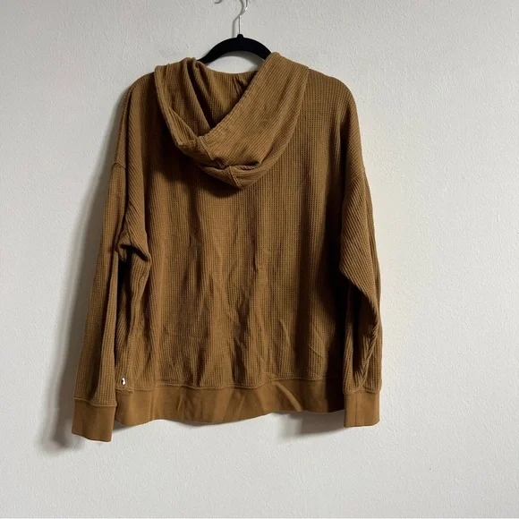 Aerie Cozy Waffle Hoodie Jogger Coord Sweat Set Brown Goldenrod Lounge - Picture 2 of 4